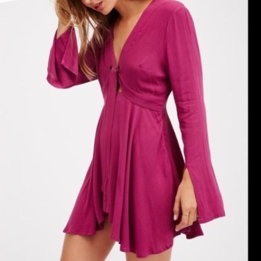 Free People Long Sleeve Tie Front Dress Size 0
